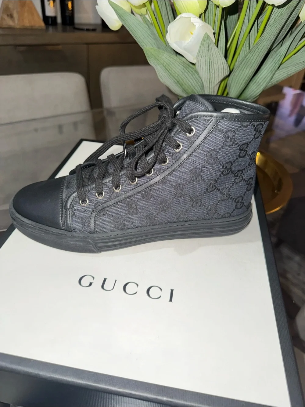 Gucci Black High-Top GG Canvas Sneaker